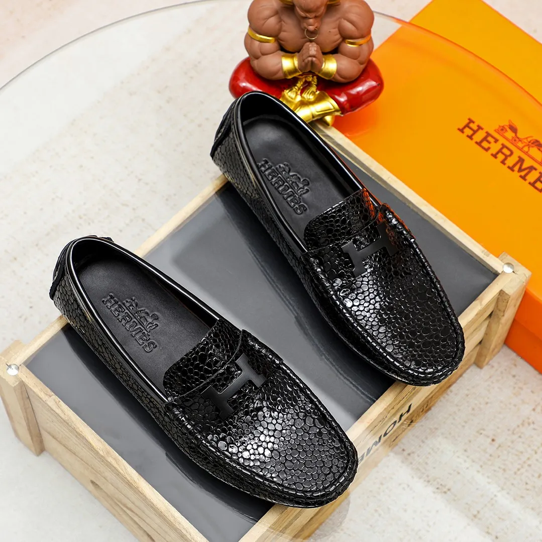 Men's shoes 💰360 🕷🕷【HERMES】The same style as Hermès counters🇨🇳Classic slip-on shoes 1:1 mold opening💯Original quality🍓Using imported first-layer cowhide🍅Pigskin lining🌶🌶Super high-end men's leather shoes🇨🇳Solid and stable Very special🍇 Color, optional! Code number 38-44……